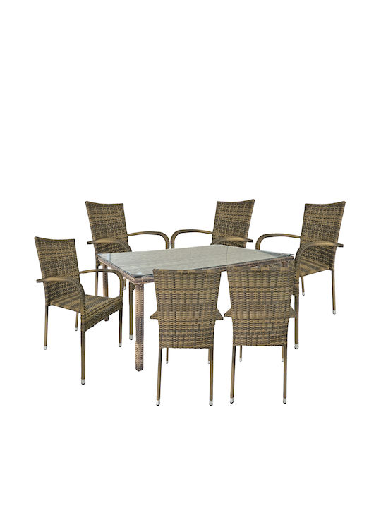 Set Sala De Mese Pentru Exterior 7 Piese Maro MB11492
