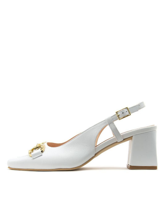 Bacali Collection Leather White High Heels
