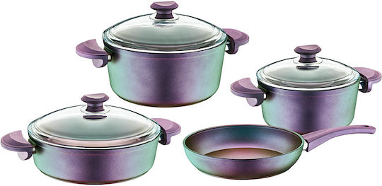 OMS Collection OMS Collection Kochgeschirr-Set aus Aluminium Violett mit Antihaftbeschichtung 4-tlg
