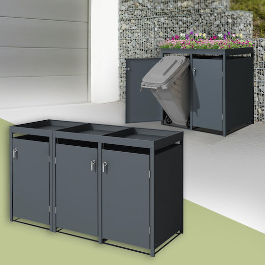 ML-Design Metallic Waste Bin 60lt Gray