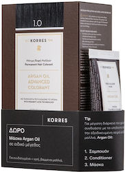 Korres Arganöl Dauerhafte Haarfarbe, 1.0 Schwarz Natürlich - 50ml & Doro Arganöl Maske für nach dem Färben - 40ml