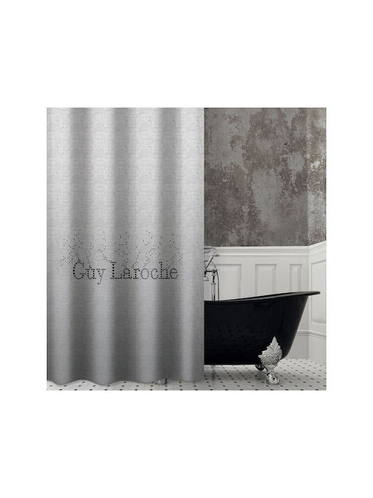 Guy Laroche Pandora Κουρτίνα Μπάνιου Υφασμάτινη με Τρουκς 180x185cm Silver
