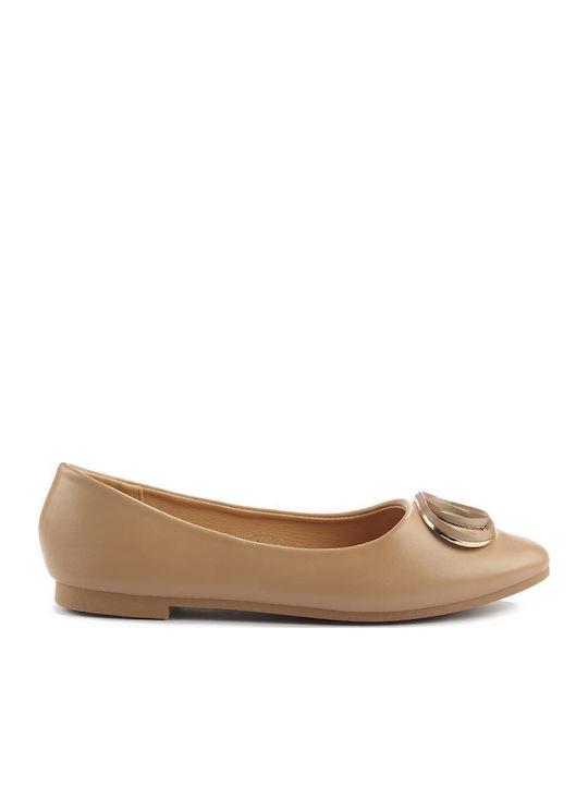Fshoes Synthetic Leather Ballerinas Fshoes Beige