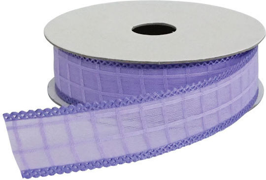 Marhome Organza Ribbon Checked Purple 9.1m