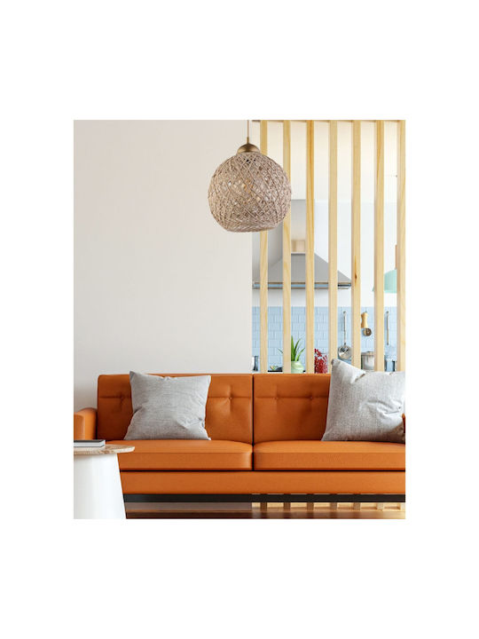 HomeMarkt Κρεμαστό Φωτιστικό Μπεζ Boho με Σχοινί για Ντουί E27 22x5x55εκ.