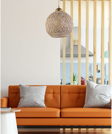 HomeMarkt Ceiling Light Beige Boho with Rope for E27 Socket 22x5x55cm