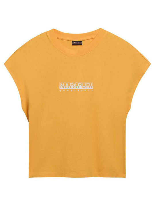 Napapijri Damen Bluse Baumwolle Ärmellos Orange