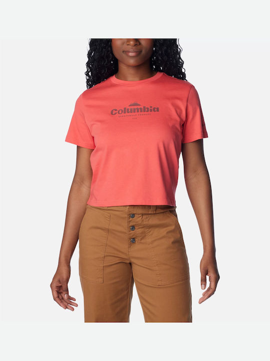 Columbia Γυναικείο Crop T-shirt Κόκκινο