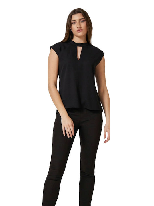 Enzzo Women's Summer Blouse Sleeveless Black