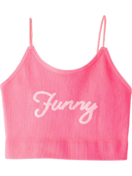 Εβίτα Παιδικό Crop Top Αμάνικο Φούξια Funny