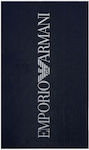 Emporio Armani Blue Cotton Beach Towel 100x170cm