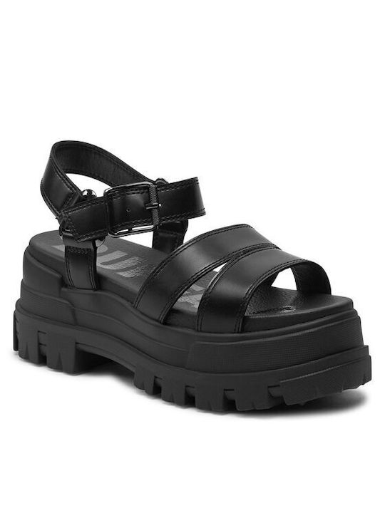 Buffalo Aspha Damen Flache Sandalen in Schwarz Farbe