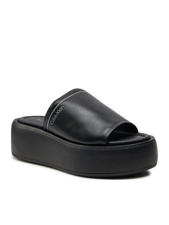 Sandale casual damă din piele Flatforme Negră