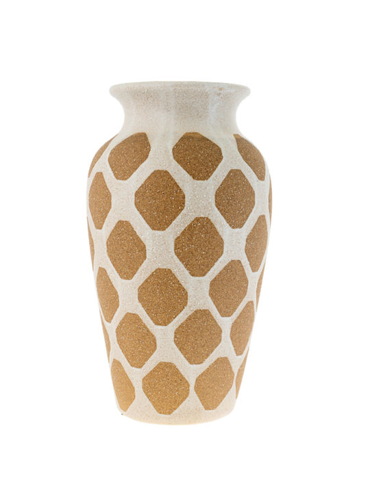 Zen Collection Decorative Vase Design Rhombuses White 23x23x28cm