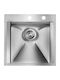 Sanitec Focus Mix Ένθετος Νεροχύτης Inox Σατινέ Μ50xΠ50cm Ασημί