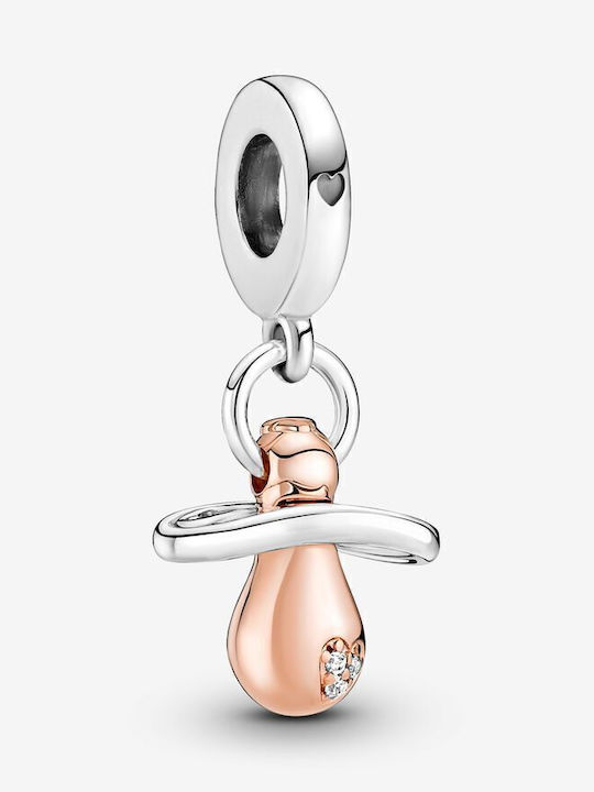 Pandora Charm με Πέτρες από Ροζ Επιχρυσωμένο Ασήμι με Ζιργκόν