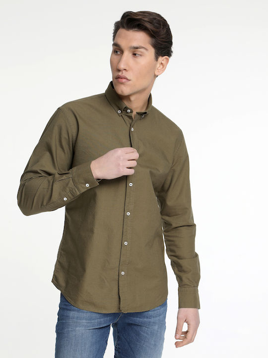 Yolofashion Men's Shirt Cotton Khaki