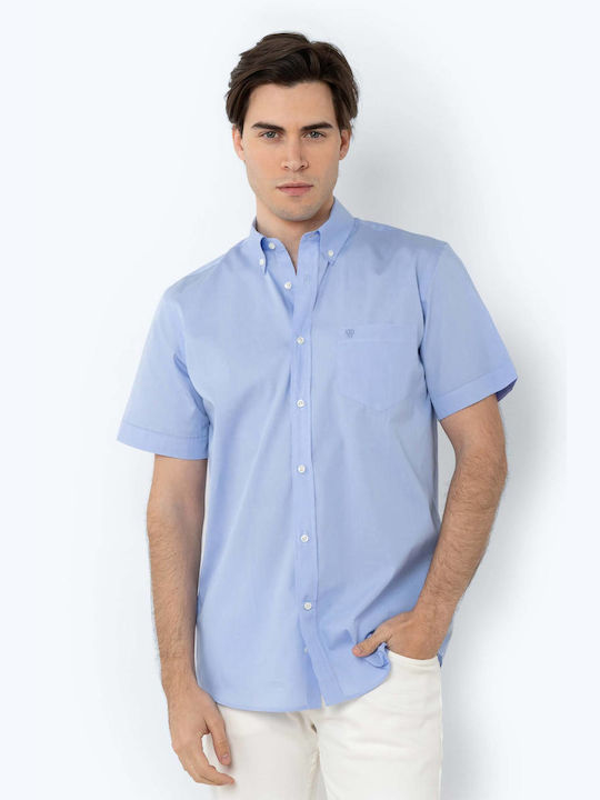 The Bostonians Men's Shirt Short Sleeve Cotton Light Blue