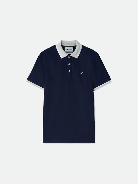 Gas Herren Kurzarmshirt Polo Blau