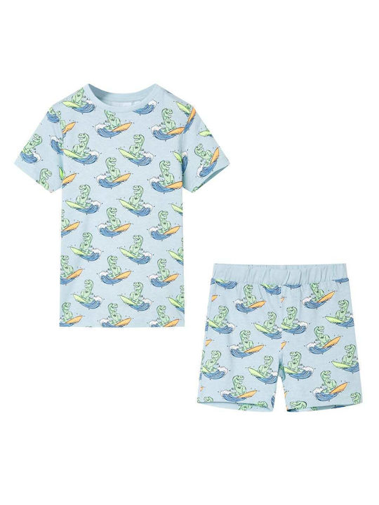 vidaXL Pijama pentru copii De vară De bumbac Light blue