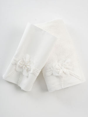 Piccolino Christening Oilcloths Set Ecru with Flower Theme