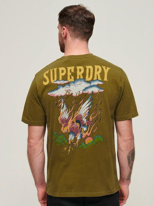 Superdry T-shirt Bărbătesc cu Mânecă Scurtă Verde
