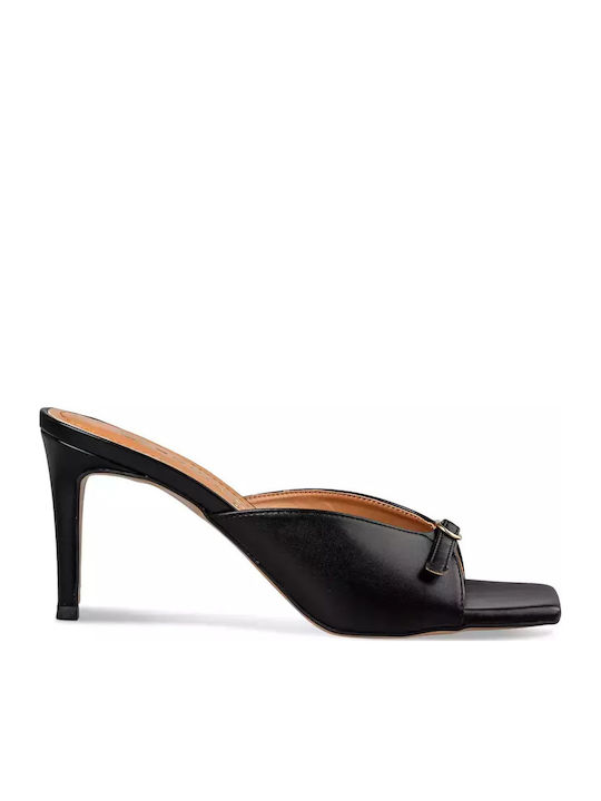 Envie Shoes Mules with Thin Heel in Black Color