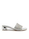 Mules with Chunky Low Heel in Silver Color