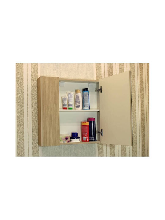 M-Mebel Oglindă de Baie din Oțel Inoxidabil cu Raft & Dulap cu Lungime 60cm Gri