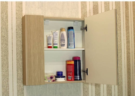 M-Mebel R6001UF Καθρέπτης από Ανοξείδωτο Ατσάλι με Ράφι & Ντουλάπι Gray