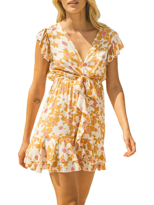 Jaase Mini Shirt Dress Dress with Ruffle Yellow