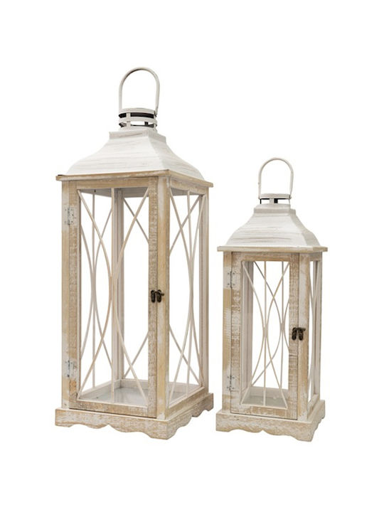 Wooden lanterns Floodlights Grey 28x28x73cm and 21x21x52,5cm