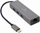 Gembird A-cmu3-lan-01 USB 2.0 Hub 4 Porturi cu conexiune USB-C Alb