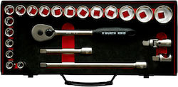 Wurth Redline Set Cheie Tubulare și Chei cu Clichet 1/2" 23 Bucăți