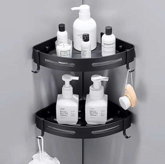 Corner Wall Mounted Bathroom Shelf Metallic 28.5x21x3.5cm