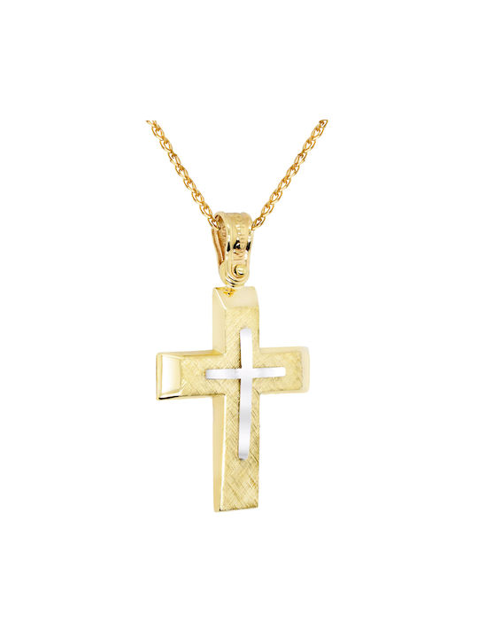 Herren Gold Kreuz 14K mit Kette