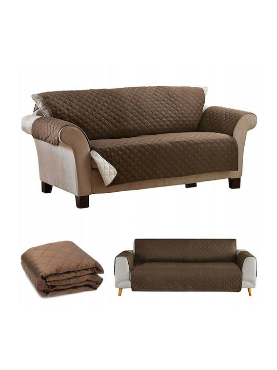 Verk Group Ελαστικό Κάλυμμα Διθέσιου Καναπέ Καφέ 165x240cm