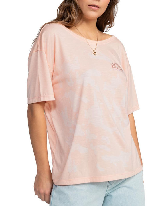 Roxy Beach Γυναικεία Καλοκαιρινή Μπλούζα Βαμβακερή Ροζ