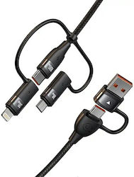 Usams Regular USB to Lightning / Type-C Cable Μαύρο 2m (SJ655USB01)