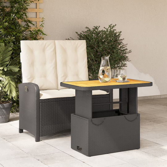 Garten- und Outdoor-Möbelsets 2 Stück Schwarz mit Kissen