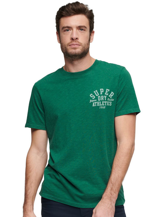 Superdry Bărbați T-shirt Sportiv cu Mânecă Scurtă Verde