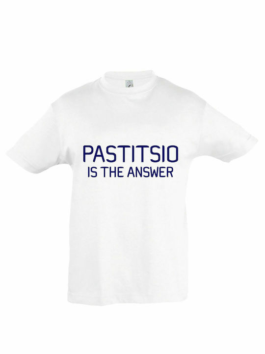 Παιδικό T-shirt Κοντομάνικο White Pastitsio Is The Answer, Το Παστίτσιο Είναι Η Λύση Των Προβλημάτων