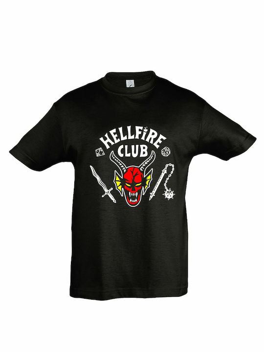 Παιδικό T-shirt Κοντομάνικο Black Stranger Things, Hellfire Club, Join The Club