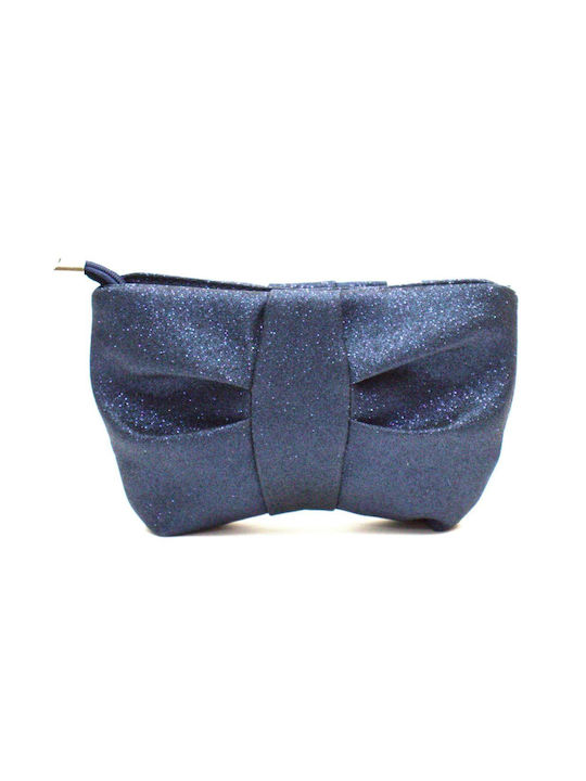 Yuko B: Shoulder Bag Moon Design Bow-Blue Shoulder Bag With Gold Dust