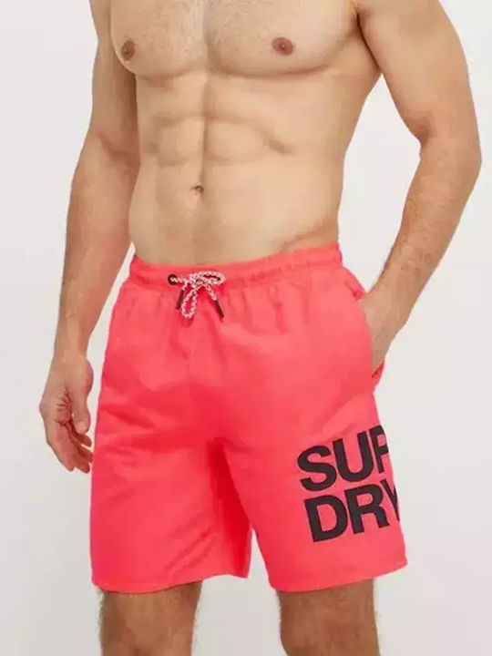 M D3 Men's Swimwear Shorts Shocking Pink with Patterns