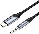 Vention Male Împletit USB 2.0 Cablu USB-C bărbătesc - 3,5 mm de sex masculin Gri 1.5m