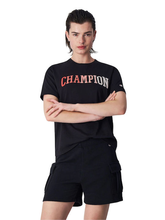 Champion Crewneck Γυναικείο T-shirt Μαύρο