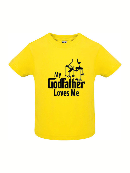 Kinder Shirt Kurzarm Gelb My Godfather Loves Me