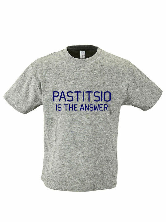 Παιδικό T-shirt Κοντομάνικο Grey melange Pastitsio Is The Answer, Το Παστίτσιο Είναι Η Λύση Των Προβλημάτων