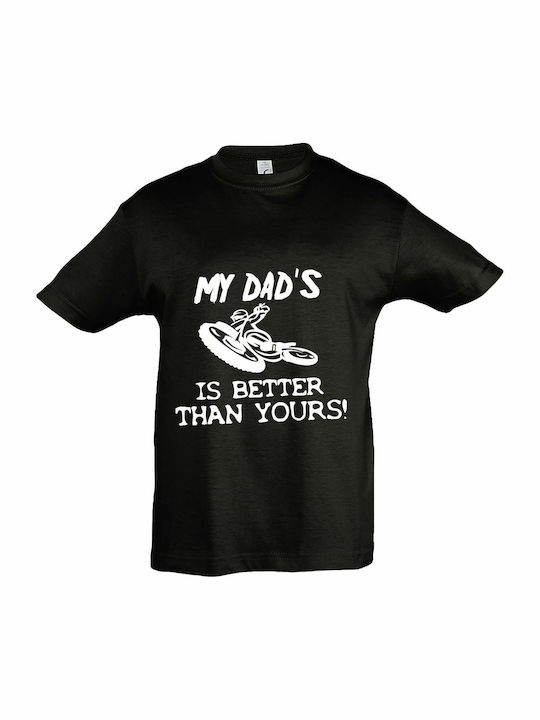 Παιδικό T-shirt Κοντομάνικο Μαύρο My Dad's Bike Is Better Than Yours